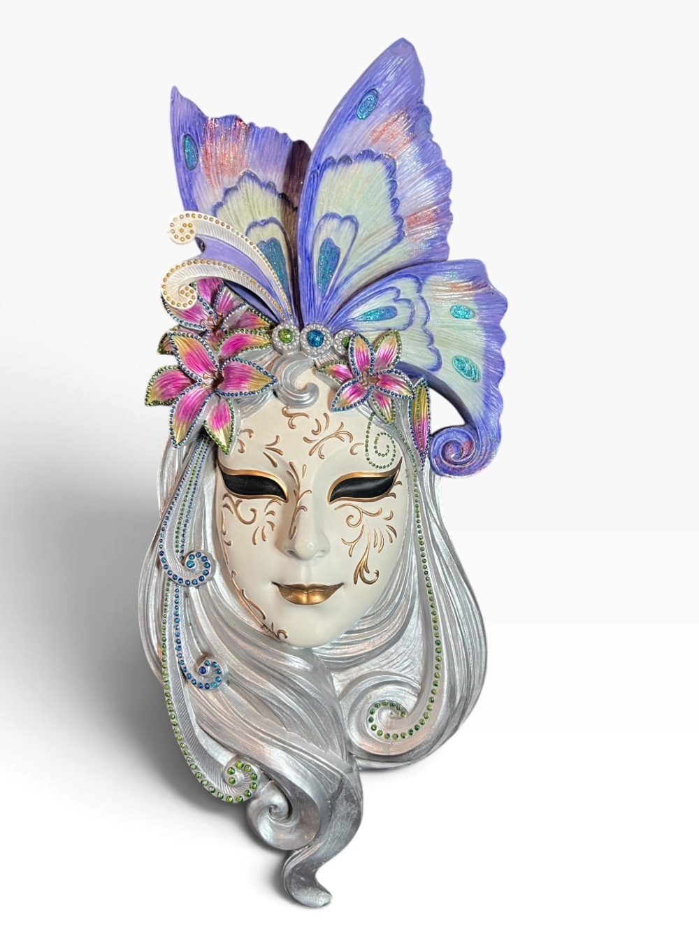 2009 Veronese Butterfly Masquerade Resin Face Mask Art Wall Decoration 21”x10”x3